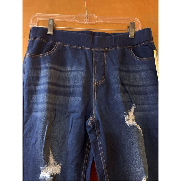 Dark Blue Stretch Large Distressed Jeans #distressed look #fashion jeans - Picture 3 of 6